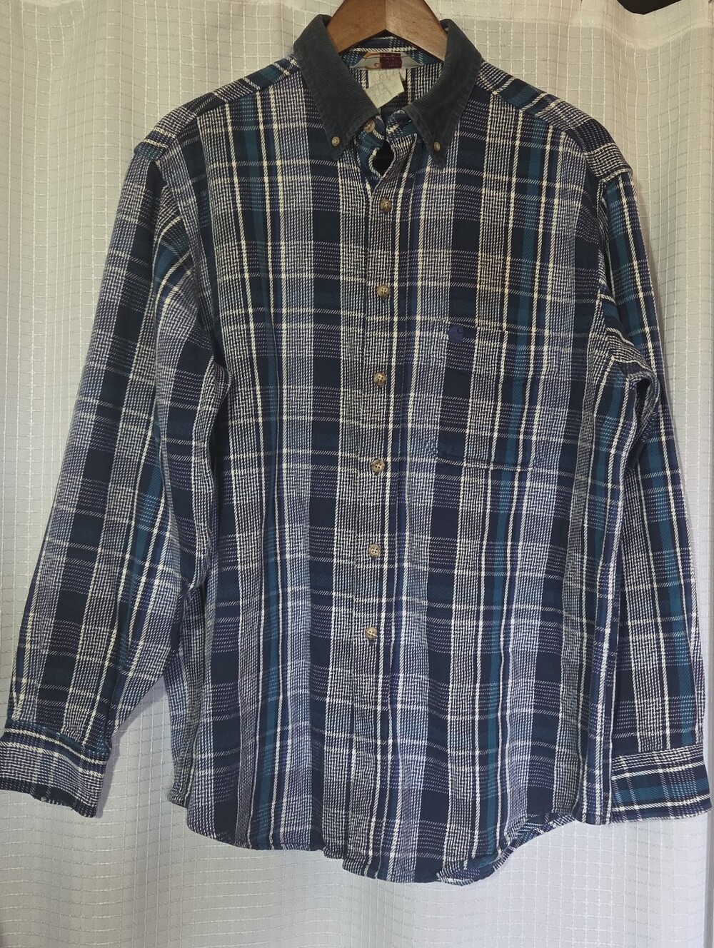 Vintage 90s Men’s Carhartt Button Up Flannel Size XL Corduroy Collar Outdoor